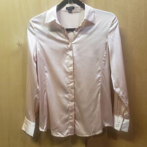 Vintage black label Ann Taylor Peach 100% silk shirt 2P #B1